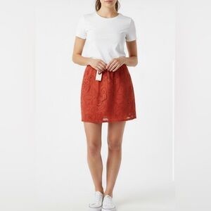 Max Studio Vintage Orange/Red Floral Embroidered Mini Skirt XL
